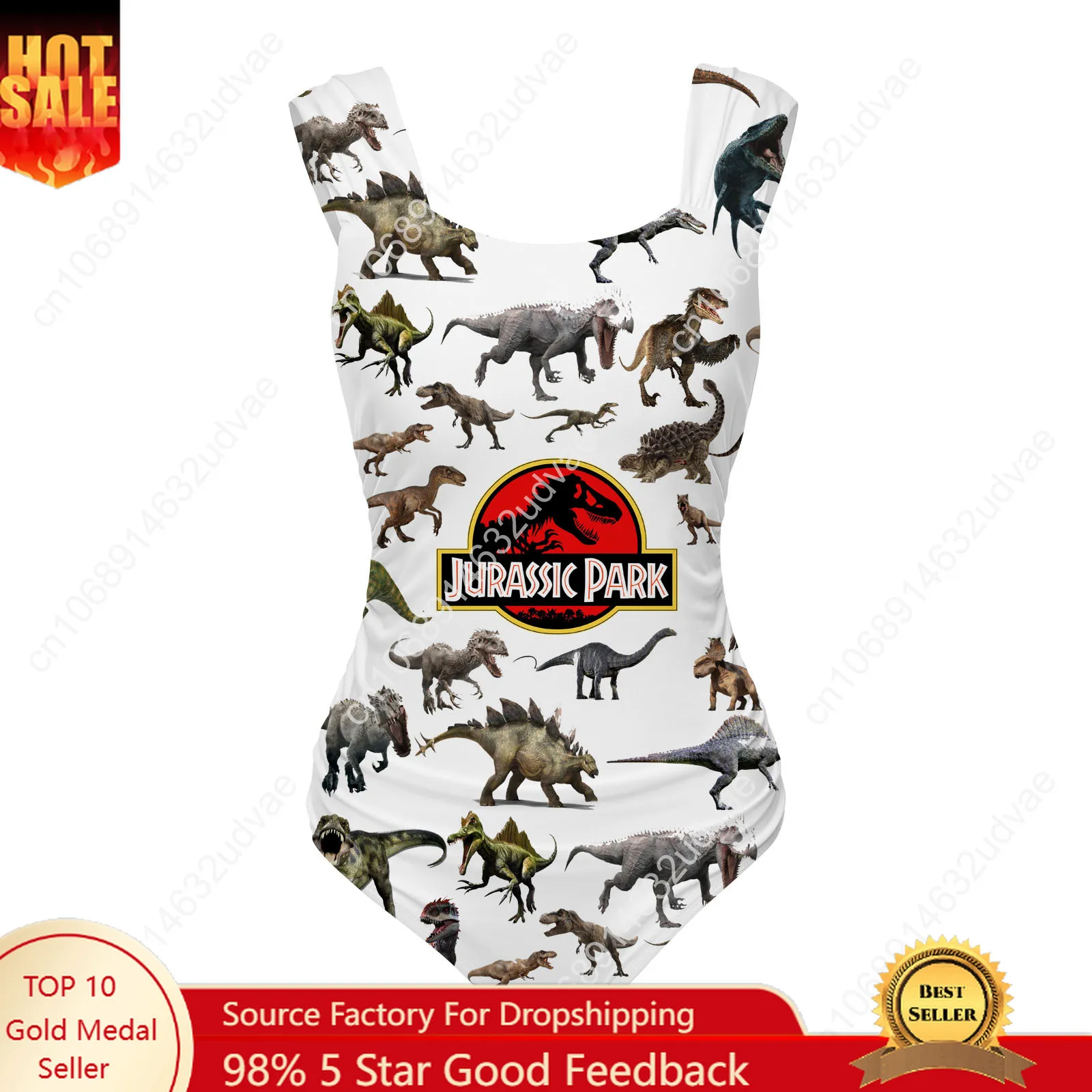

Jurassic Park One Piece Swimsuit Wide Strap Women Bathing Suits Personalized Swimwear Pool Party Sexy Bikini Customize Beachwear
