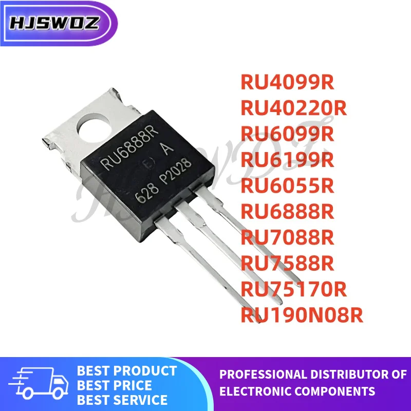 10 piezas RU6099R RU6199R RU190N08R RU6888R RU7088R RU6055R RU4099R RU40220R RU7588R RU75170R TO-220 MOS en stock