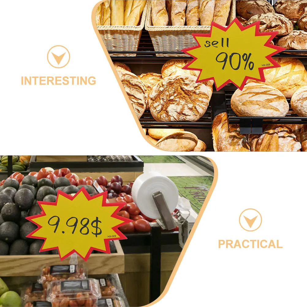 ป้ายราคาเปล่า 300 ชิ้น วัสดุกระดาษแข็ง ทนทาน ป้ายแสดงสินค้าสีสว่าง สำหรับร้านค้าปลีก ห้างสรรพสินค้า ป้ายโฆษณาผลไม้ ผัก