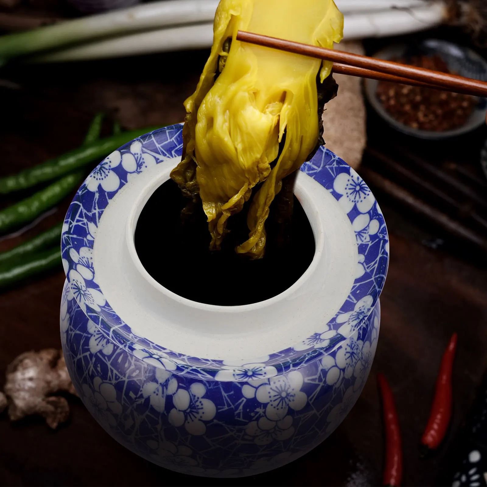 

Керамическая банка для солений премиум-класса с герметичной крышкой для ферментации кимчи, хранения солений, для кухни и кладовой