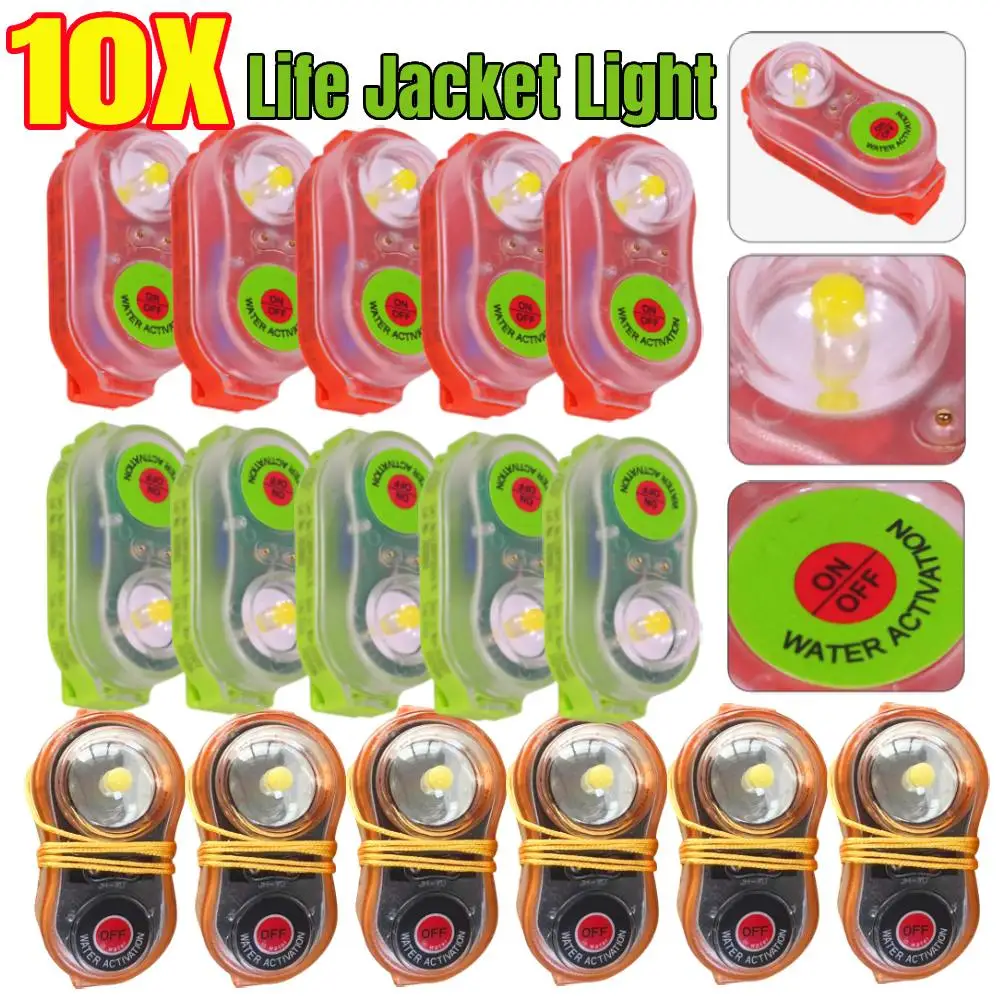 1-10pcs LED Lithium Life Jacket Lamp Conspicuous Attract Light Lamp Seawater Self-Lighting Light Life-saving For Life Vest