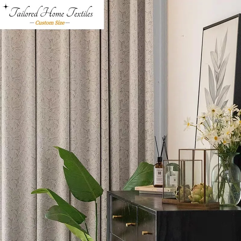 Custom Size Fashion Luxury European Curtains for Living Room Bedroom Simple Literary Lace Curtains  Biparting Custom White Tulle
