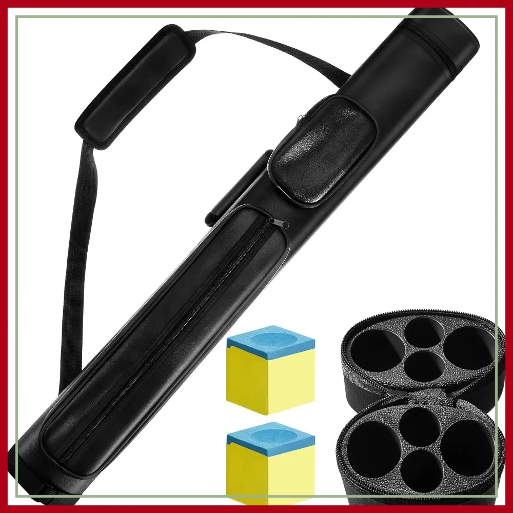 

2x2 Hard Oval Pool Cue Case with 4 Holes, 2 Chalk Cubes