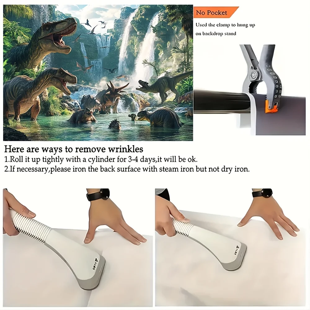 Fotohintergrund zum Thema Jurassic Dinosaur Park – perfekt für Geburtstagsfeiern, Duschen und Osterfeiern, strapazierfähiges Polyester – Detail 6