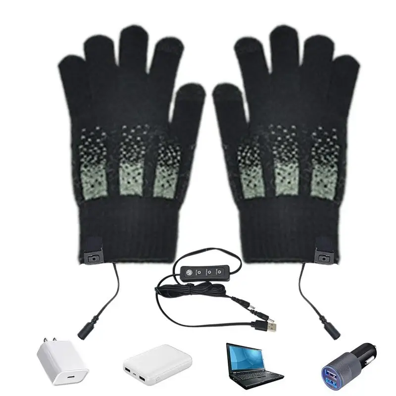 USB Heated Gloves Warm Bicycle Women Men Gloves Winter Touch Screen Heated Gloves Windproof Plam Breathable Motor E-bike Gloves