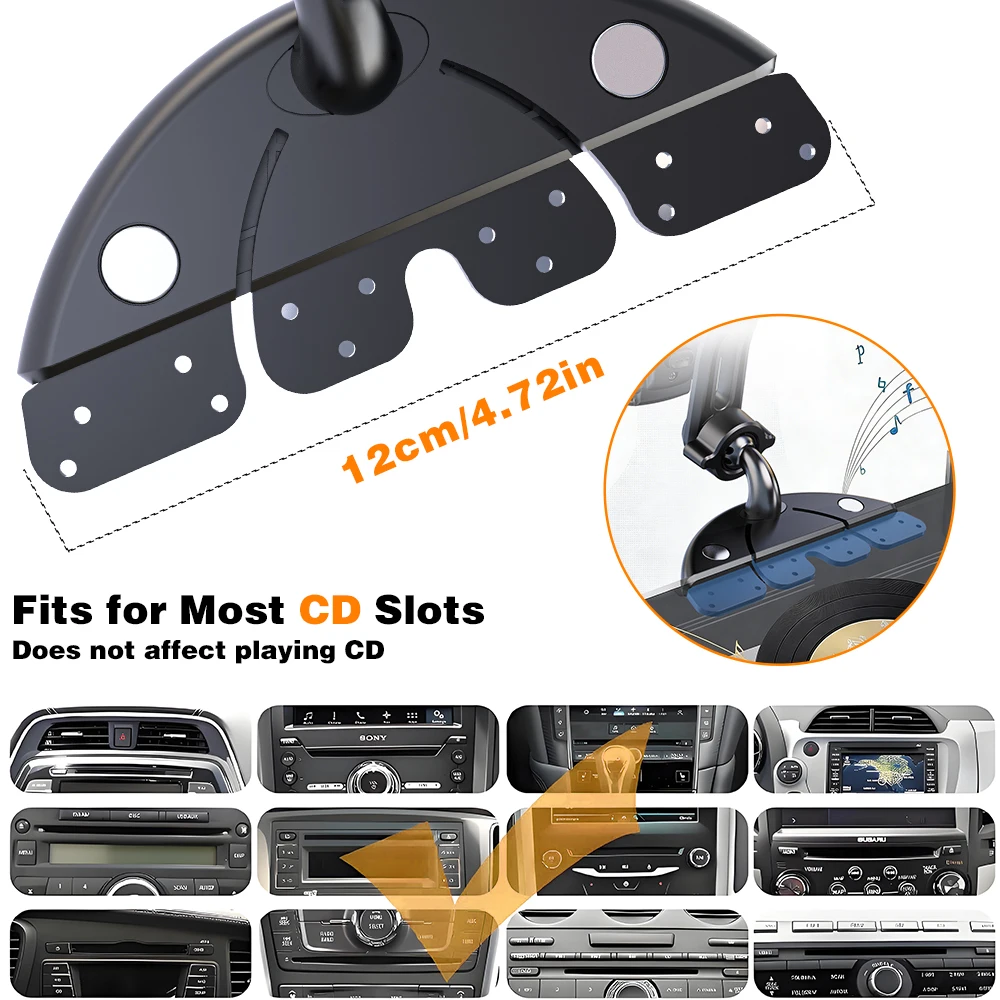 LRBH CD-Slot-Autohalterung für Smartphones – 360° verstellbar ° Drehbares Design mit verlängertem Metallarm und universeller Clip-Basis – Detail 9