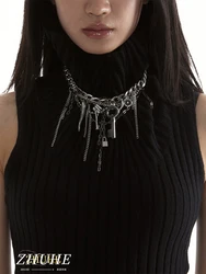 ZHUHE Tassel With Lock Necklace Cyberpunk Style For Women Men's Jewelry Accessories Party Gifts