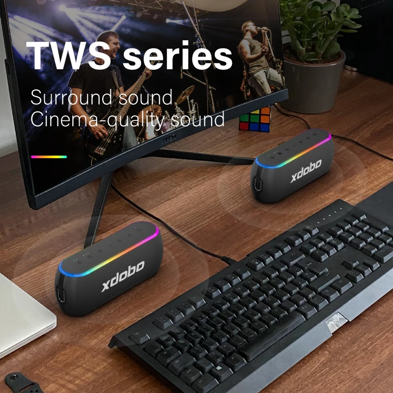 Xdobo X8III 60 واط بصوت عال بلوتوث المتكلم مع صوت ستيريو ، المدمج في بنك الطاقة ، IPX7 مقاوم للماء ، لحزب المنزل في الهواء الطلق