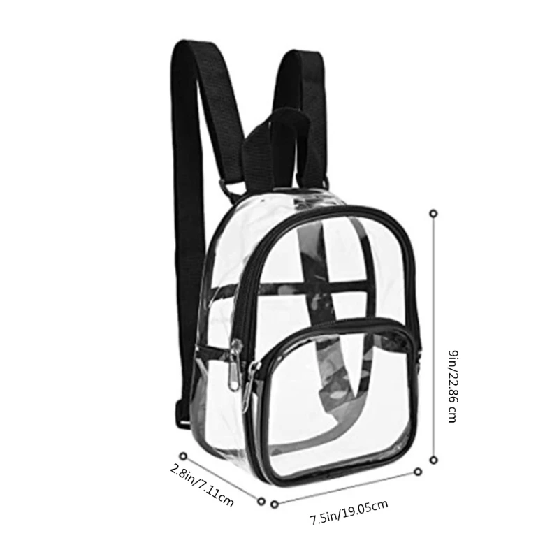 652D All-matching Backpack Clear Backpack See Through Backpack Student School Bag PVC Backpack Stadium Approved Backpack