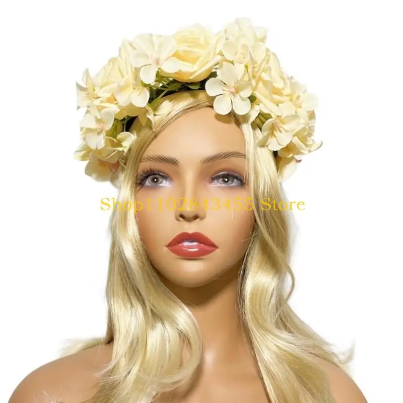 

49MC Ethnic Flower Headband Masquerades Travling Hair Hoop for Wedding Bride