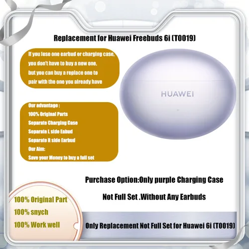 Imagen 2 del producto Pieza de repuesto 100% Original para auriculares Huawei FreeBuds 6i (T0019), funda de carga individual izquierda derecha o no juego completo