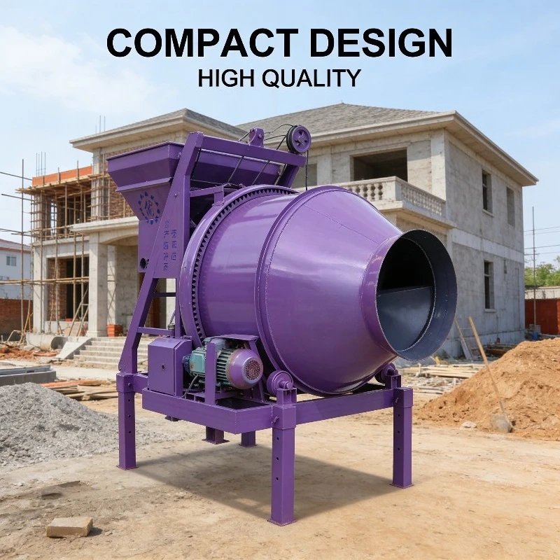 

Concrete Mixer Rubber Wheels And Support Frame For Easy Maneuverability In Construction Sites And Building Projects