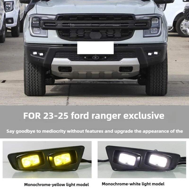 

2 Pcs LED Daytime Running Light DRL Front Bumper Fog Lamp 12V White/Yellow for Ford Ranger 2023-2025 Accessories