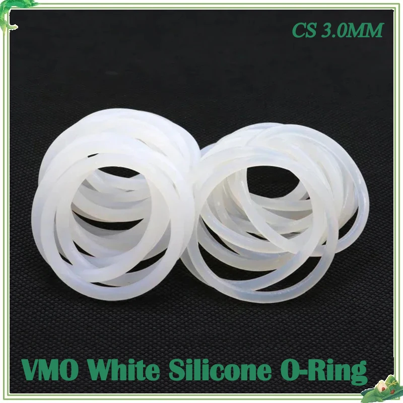 

Food Grade Silicone VMQ O Ring Gasket Waterproof Washer Rubber Insulated O Shape Seal Tool CS 3mm OD 10mm ~ 150mm 10/50Pcs White