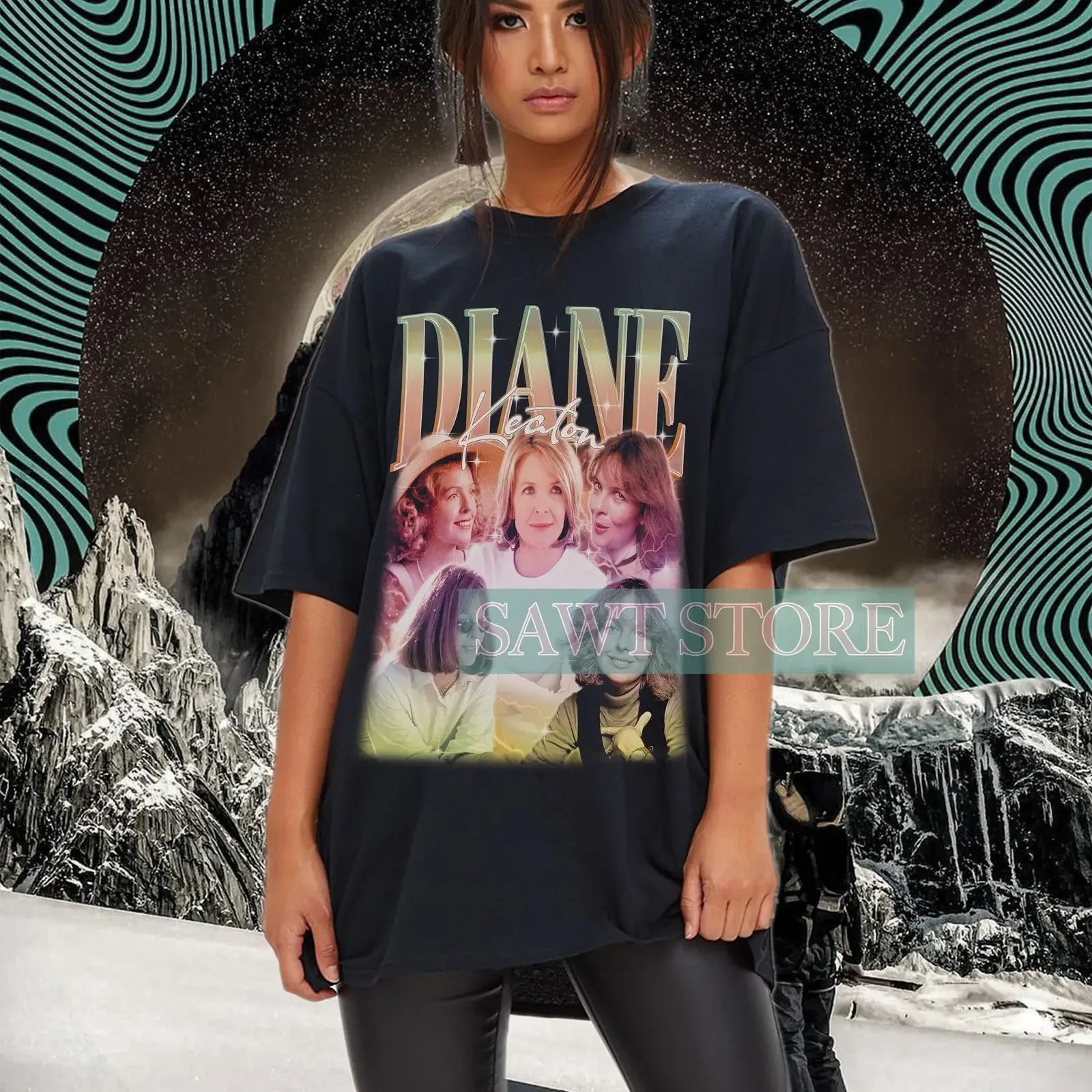 Vintage Diane Keaton Homage T Shirt 90s Retro Fan Casual Merch for Fans vintage Washed homme Unisex Breathable streetwear