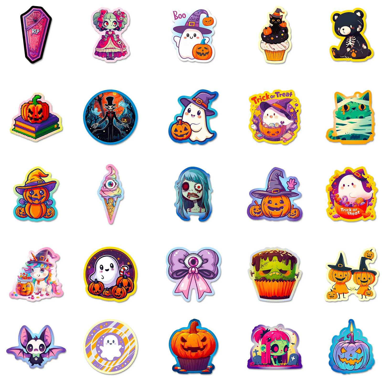 50Pcs Cute Halloween Vinyl Stickers for Kids Halloween Stickers for WaterBottles Waterproof Stickers for Halloween