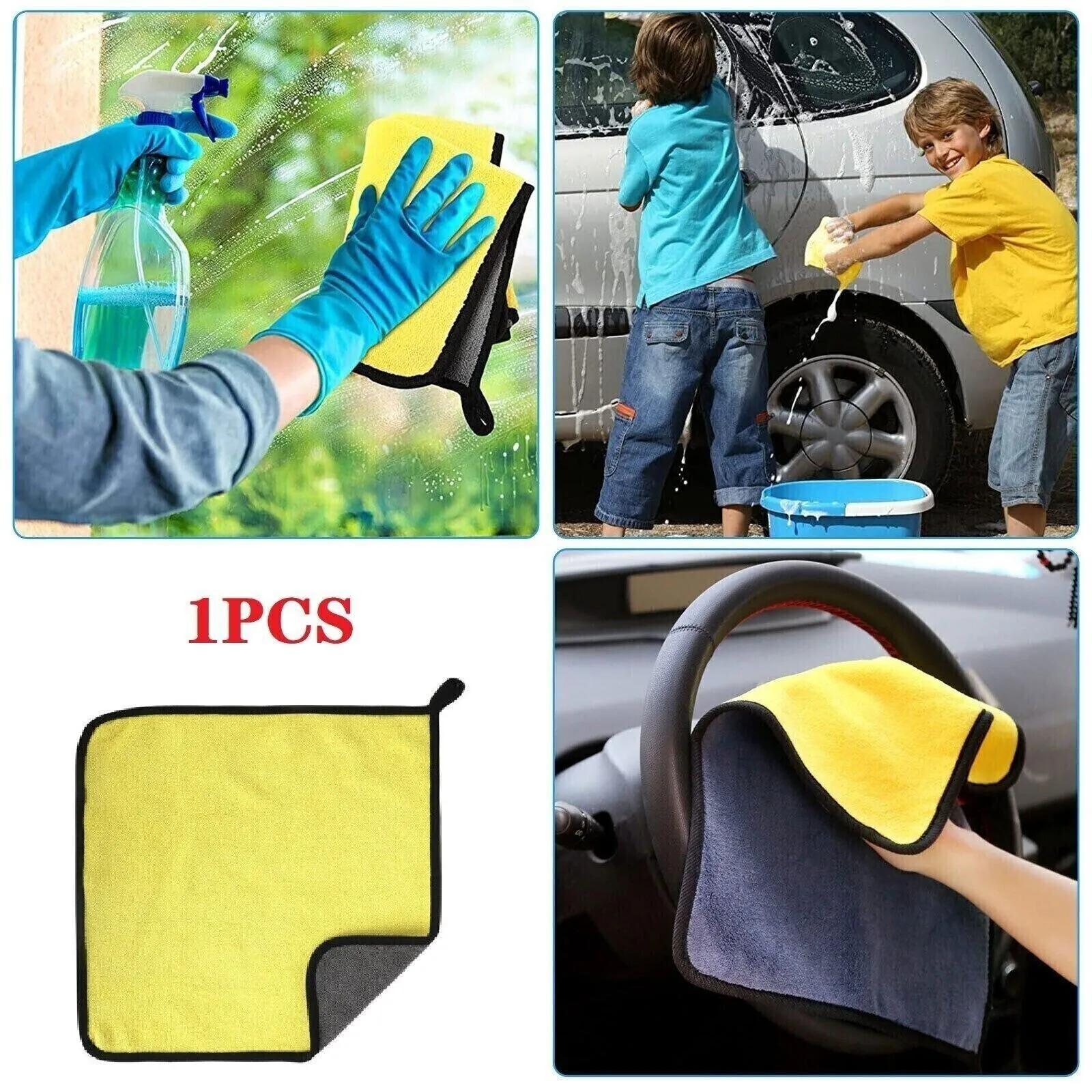 

2Pcs Microfiber Car Wash Towel 30x60cm Super Absorbent Car Cleaning Drying Cloth Hemming Polishing Detailing Rag For Auto Home