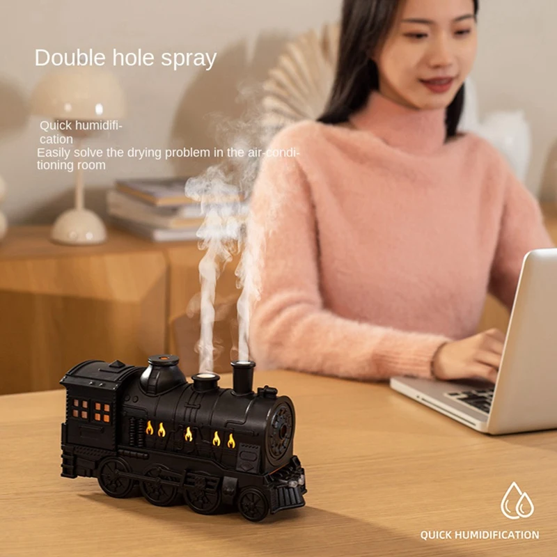 Mini Train Shape Aromatherapy Essential Oil Diffuser Ultrasonic Cool Mist Air Humidifier With LED Lamp Easy Install US Plug