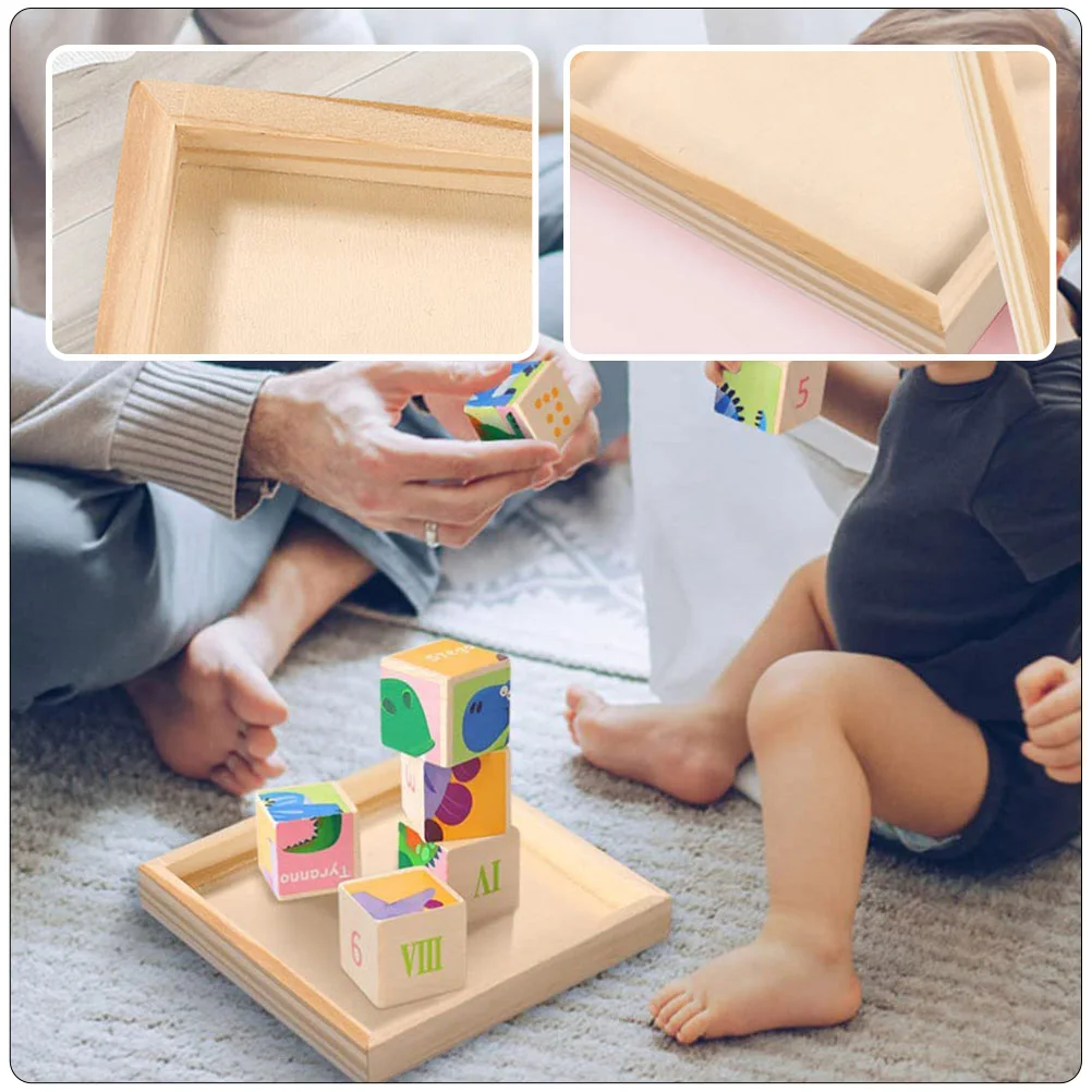 

5pcs Wooden Box For Storage Sorting Holder Wood Trays Household Blocks Tray 3D Puzzle Organizer Unfinished Wooden