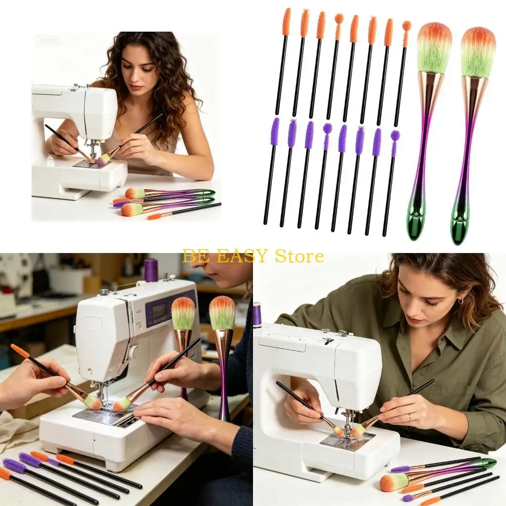 E28F 18Pcs Professional Sewing Machine Cleaner Brushes Set Silicone Bristles Cleaning Brush Set For Removing Dust And Lint From