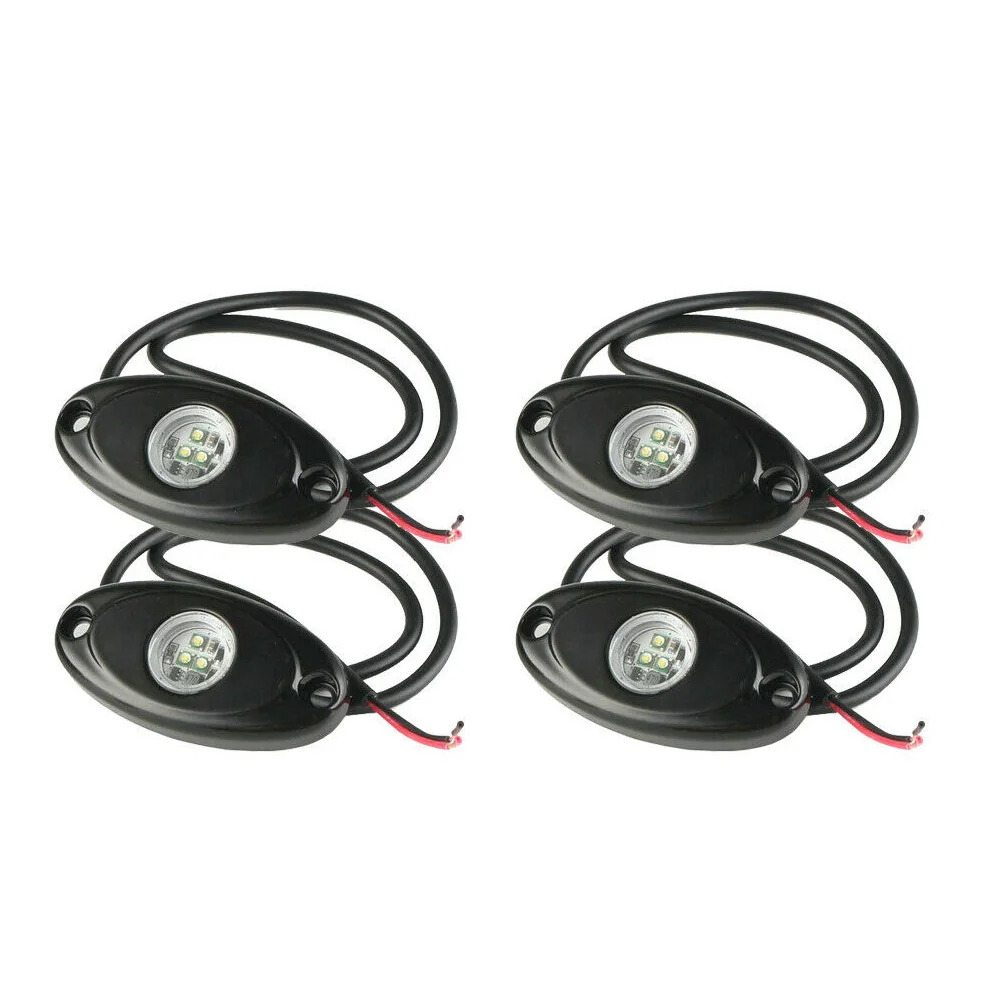 4Pcs 9W LED Rock Light for Jeep Wrangler Off-Road Under Wheel Light Bar Boat