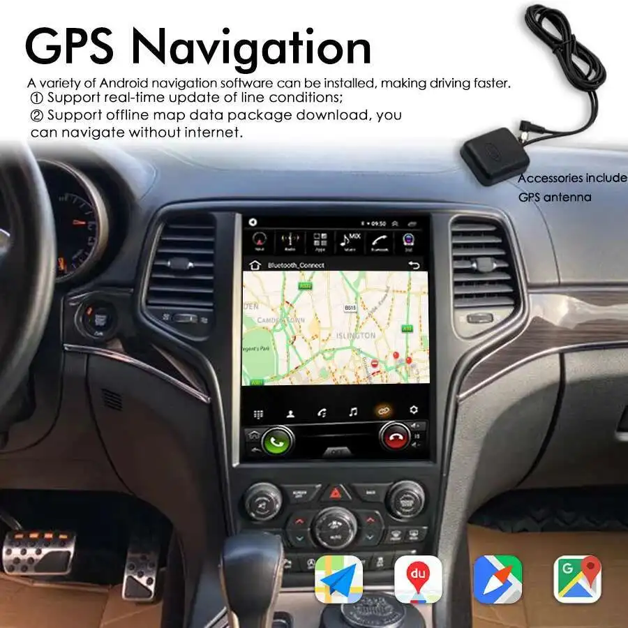 256GB Android 14 IPS Screen Car Radio GPS Navigation For JEEP Grand Cherokee Stereo Multimedia Video Player 12.8INCH