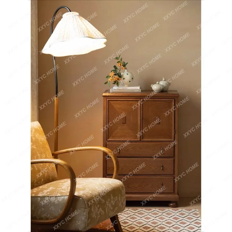 

GGmedieval solid wood decorative sofa side cabinet living room wall storage small apartment bedroom storage