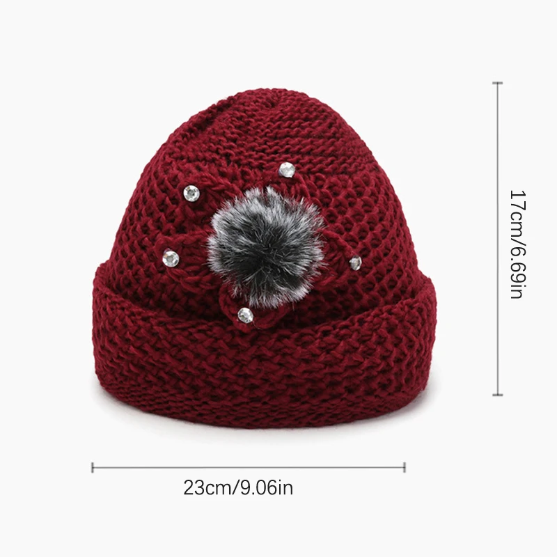 Bonnets croisés floraux pour femmes, couvre-chef à la mode, bonnets chauds pour dames, chapeau d'hiver, 1PC