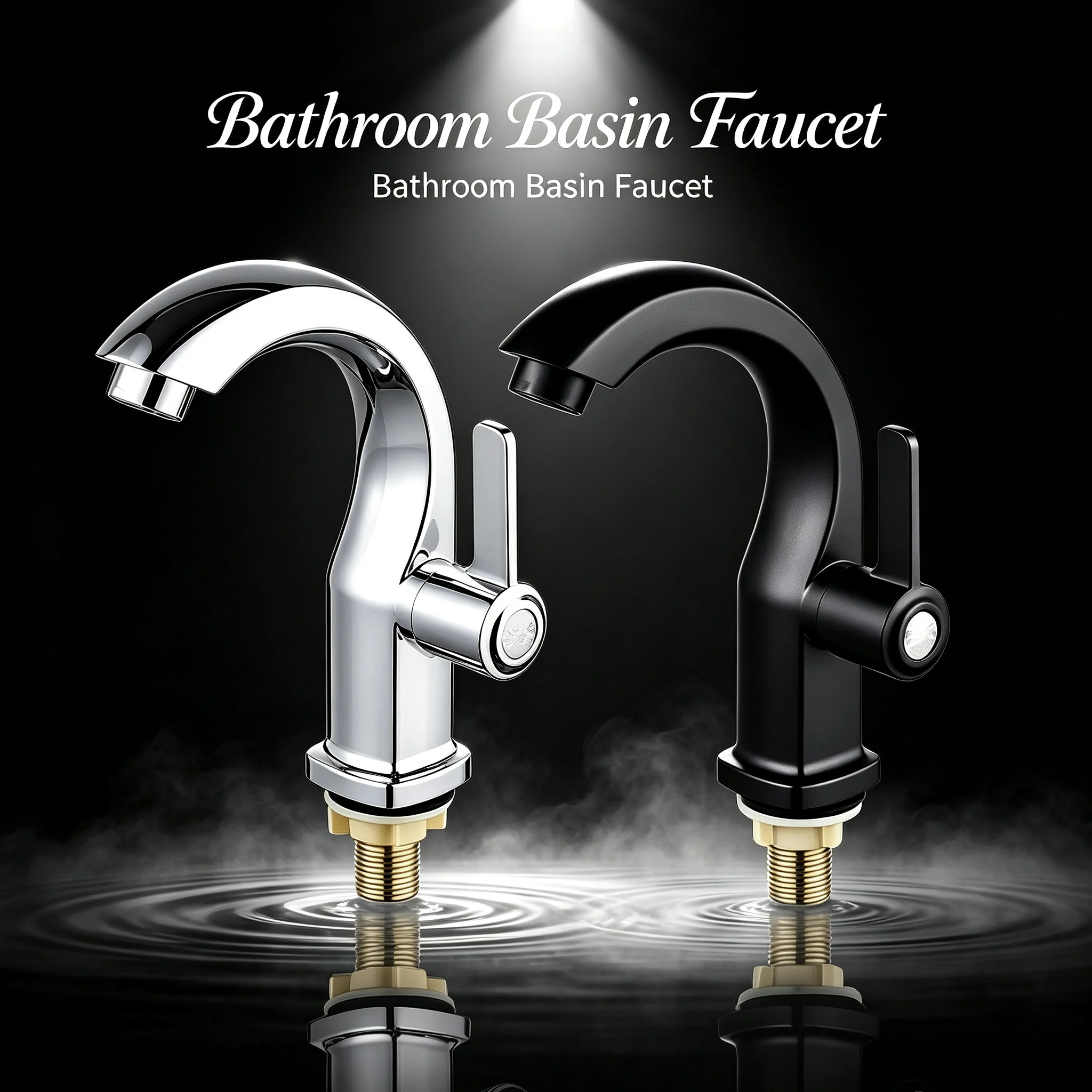 

Modern Chrome Single Lever Basin Mixer Tap Deck Mounted Bathroom Sink Faucet with Curved Spout Easy Install for Vanity Sinks