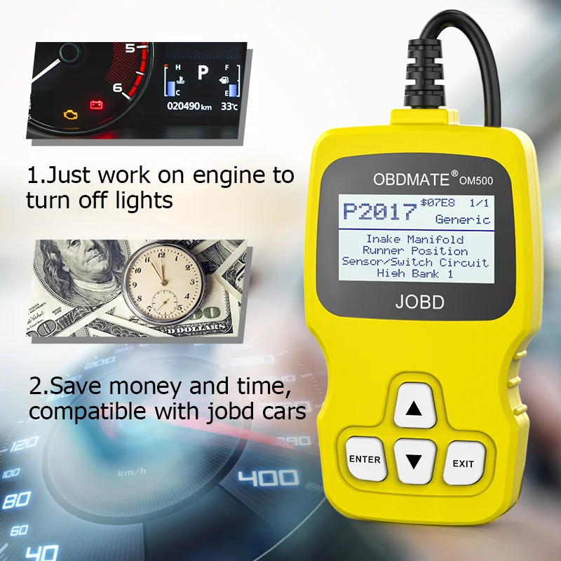 Autophix OM500 OBD2 JOBD Scanner EOBD Code Reader Erase Fault Code Automotive Diagnostic Tool For Toyota/ Honda/Mazda/Mitsubishi