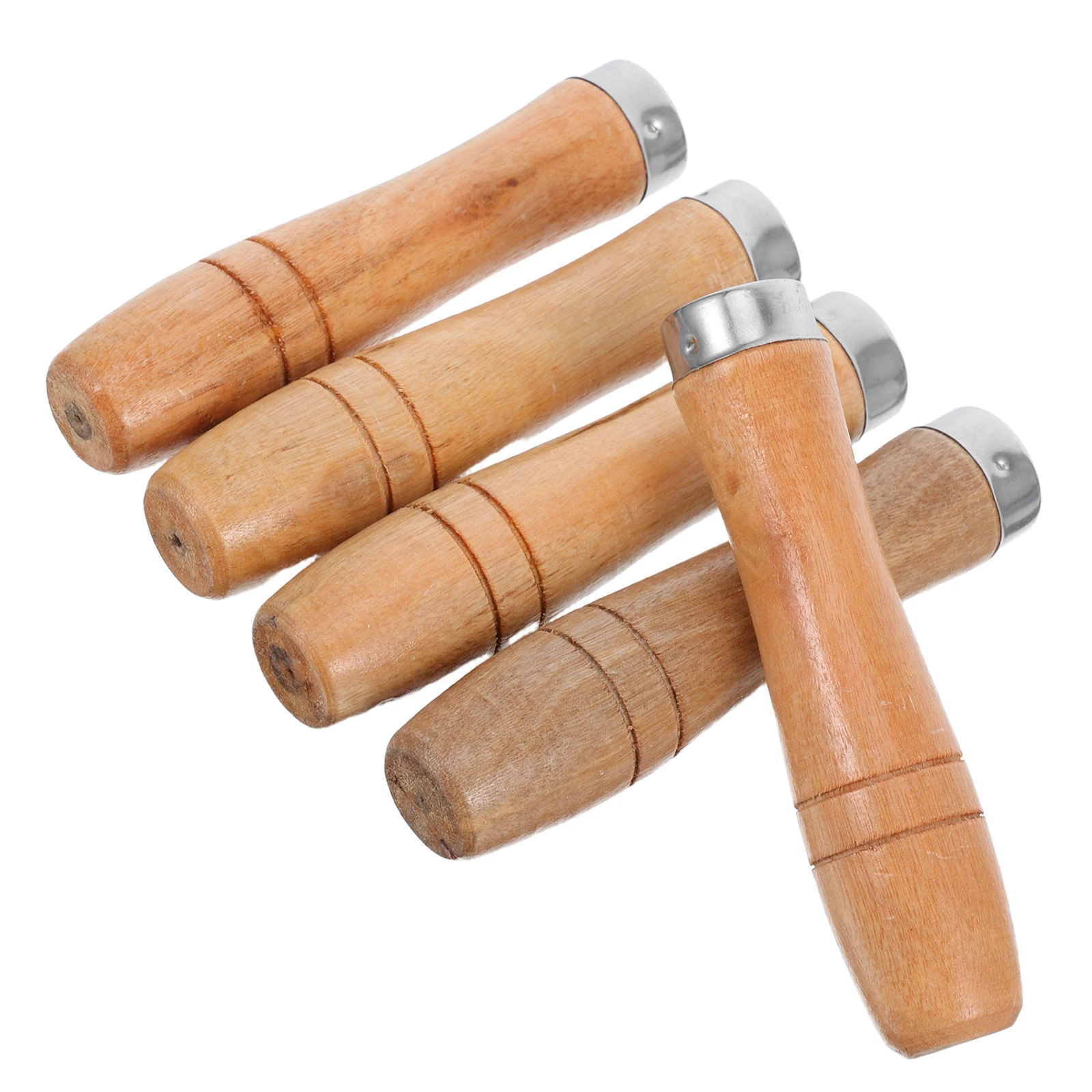 

5 Pcs Wooden File Handle for Tools Dedicated 10-inch Metal Collar Round Ergonomic