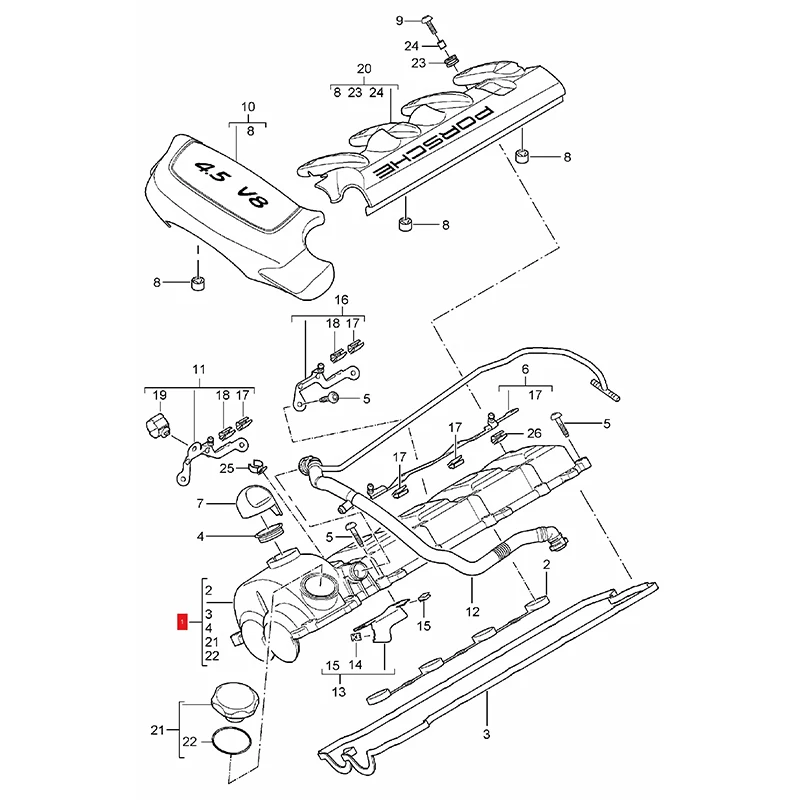 Kit de réparation de couvercle de soupape PCV avec membrane, broderie Porsche, 94810513207, 94810513204, 94810513206