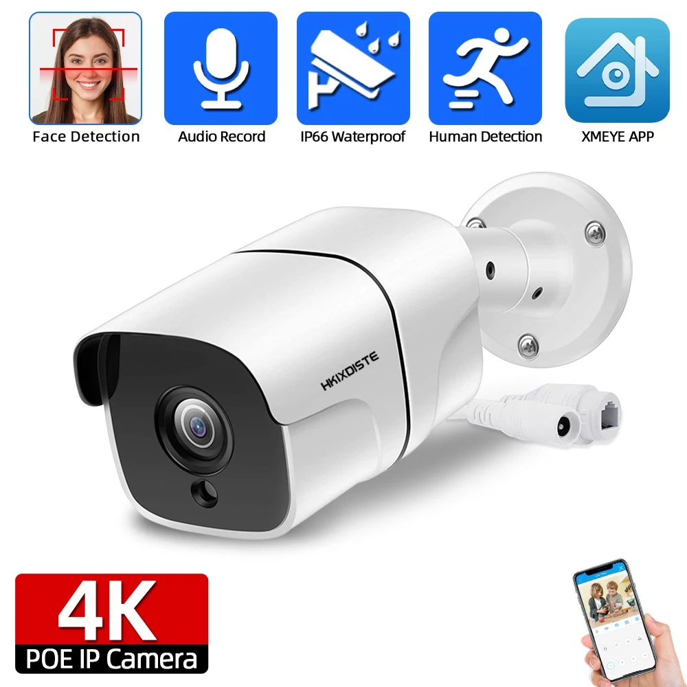 

8MP AI Face Recognition IP Camera 4K Outdoor Night Vision POE CCTV Bullet Security Camera System 8.0MP H.265 Monitoring IP Cam