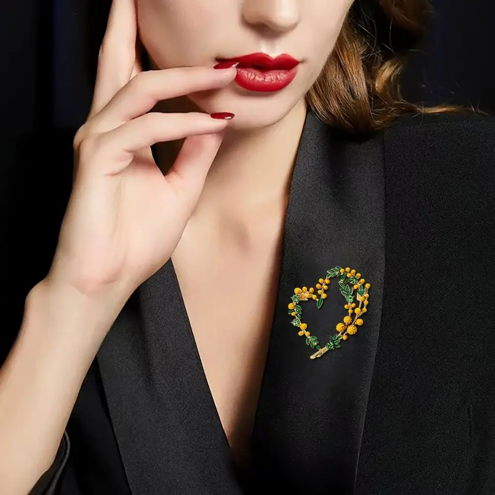 Красивые 2-цветные броши в форме сердца с фруктами, эмалированная брошь в виде растений во французском стиле, ретро-подарки, офисная брошь, аксессуары для костюма