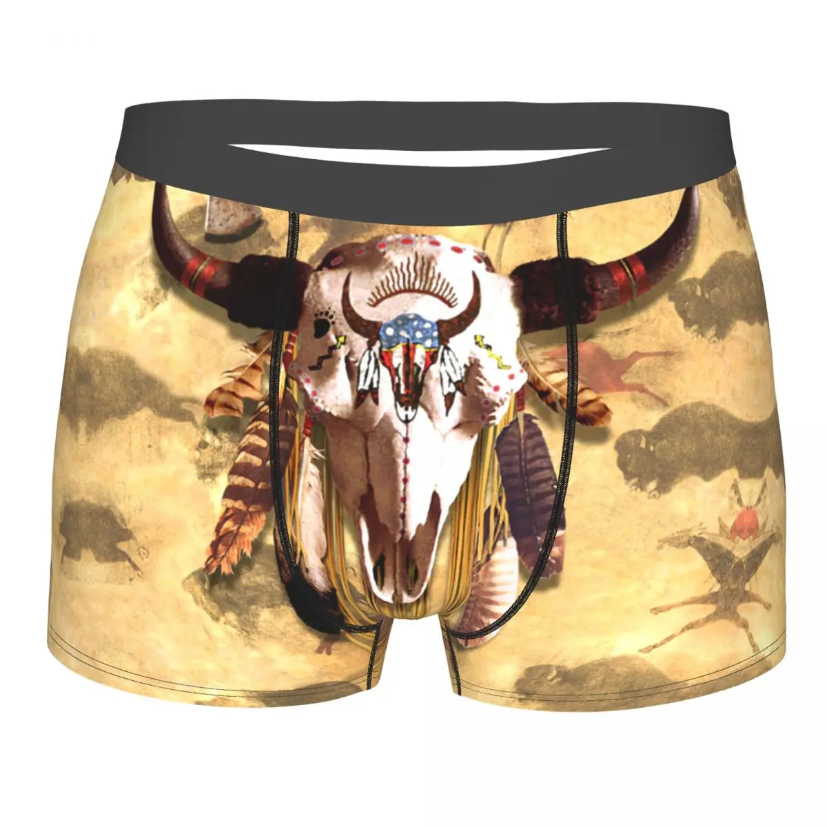 Buffalo Soldier Skull Underpants Breathbale Panties Male Underwear Print Shorts Boxer Briefs