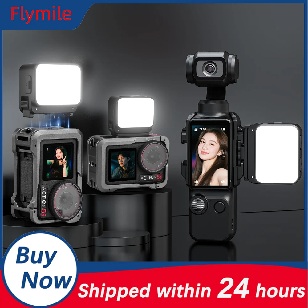 

Flymile Mini Fill Light for DJI Osmo Pocket 3, Action Camera Light With Magnetic And Cold Shoe For Pocket 3/Action 4 Accessories