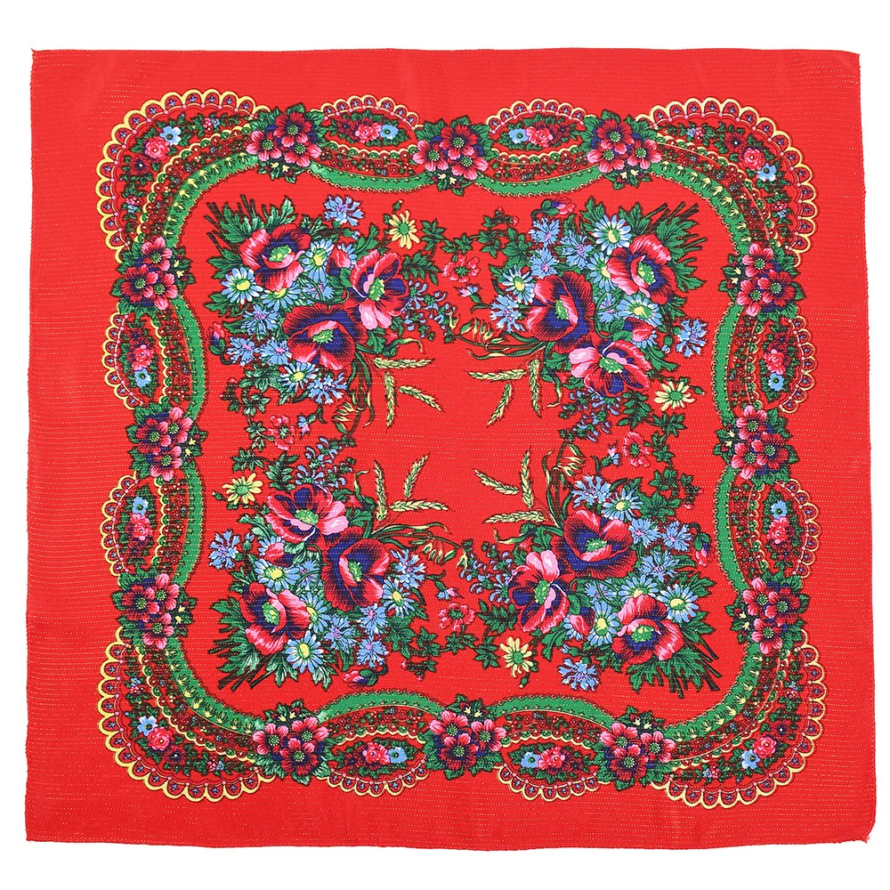 2023 New Russian Scarf Women\'s Luxury Printed Floral Shawls Ethnic Ukraine Style Head Wraps Square Handkerchief Babushka Scarves