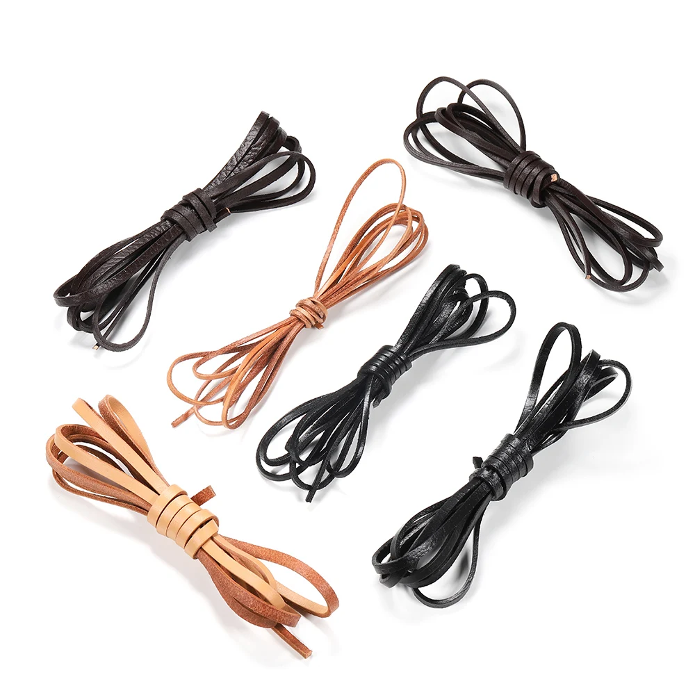 2 Meters 3 Colors Retro Genuine Leather Cord 2-10mm Flat Strand Cow Leather Rope Fit Necklace Bracelets DIY Jewelry Accessories