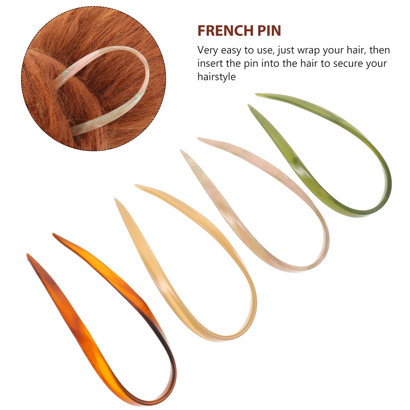 

4pcs U Pin Updo Fork Bun Styling Tool For Women Acetate Chignon Pin Stick French Pins Thick Hair Hair Accessories