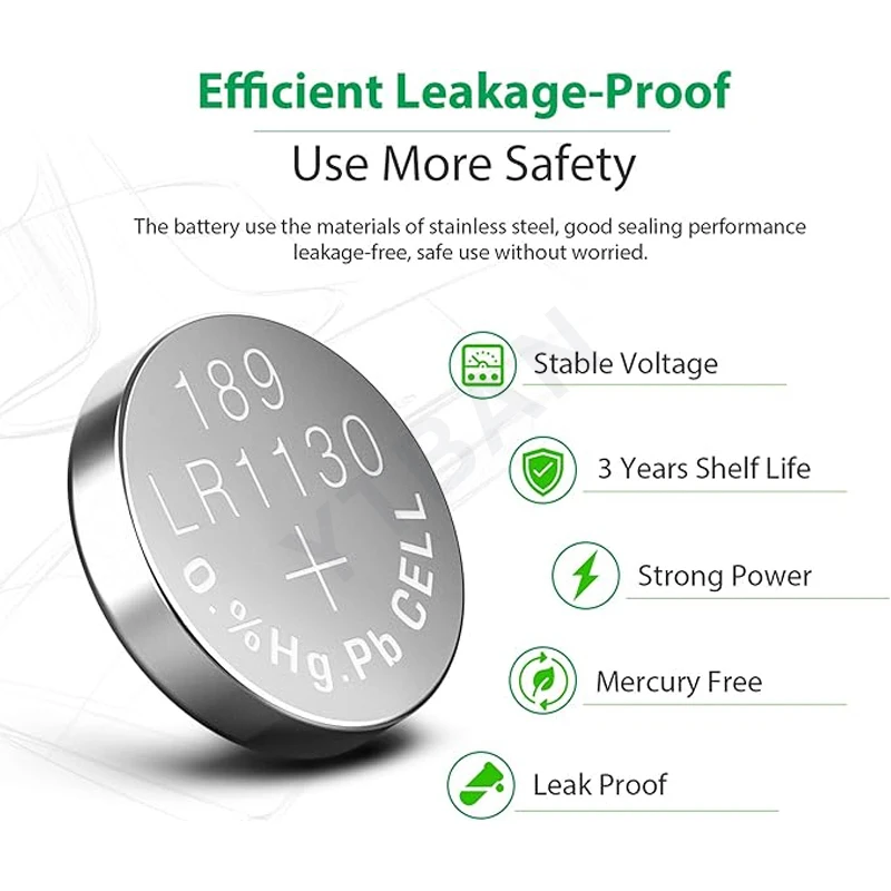 10-30X LR1130 AG10 389A Button Cell 189 LR54 1.5V Cell Coin Alkaline Battery for Music Books