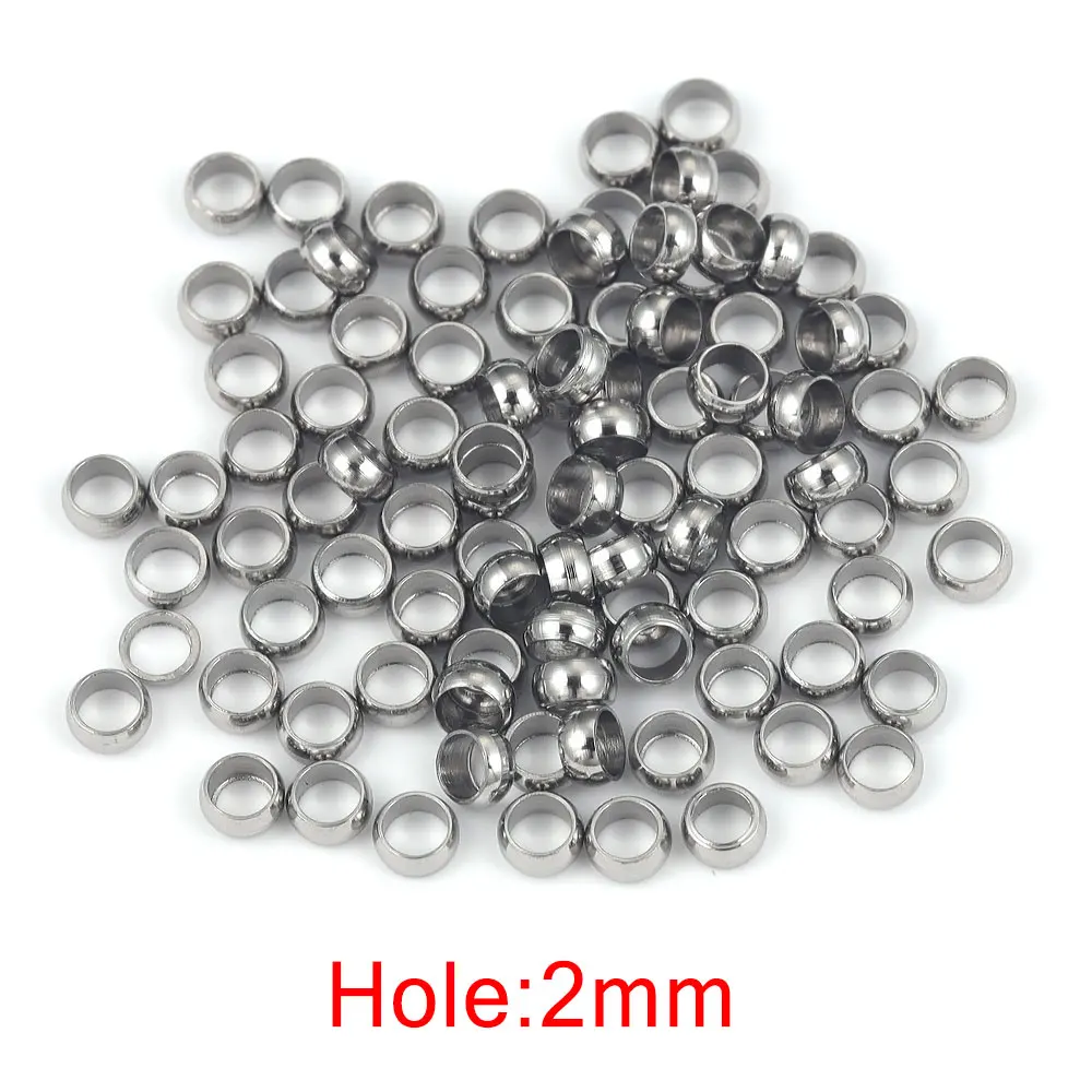 200Pcs Rvs Tube Crimp Einde Kralen Clip Foldover Stopper Spacer Bead Voor Diy Sieraden Maken Levert Crimp & end Kralen