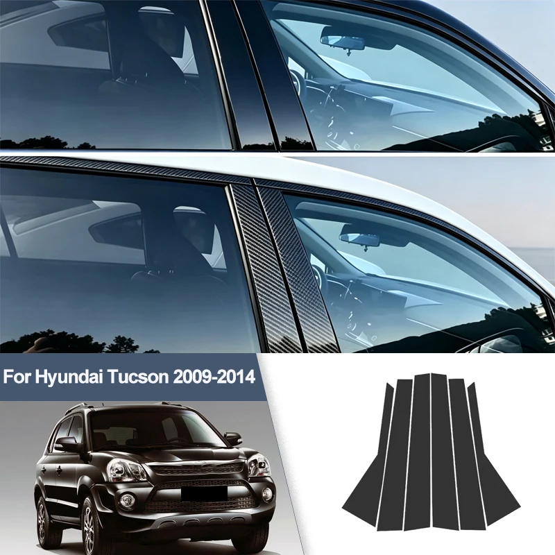 For Hyundai Tucson 2009-2014 B/C Pillar Post Stickers PC Window Middle Pillar Trim Decorative Car Exterior Protect Parts