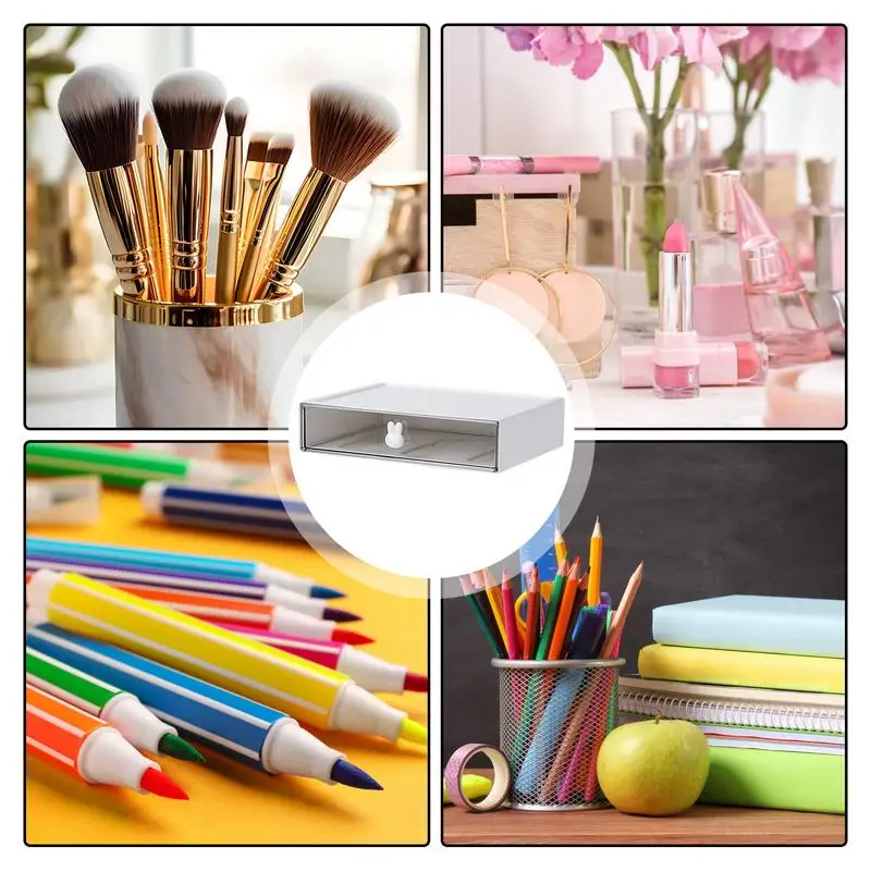صندوق تخزين قرطاسية بمقبض أرنب ، منظم قرطاسية للطلاب ، مكياج مكتبي