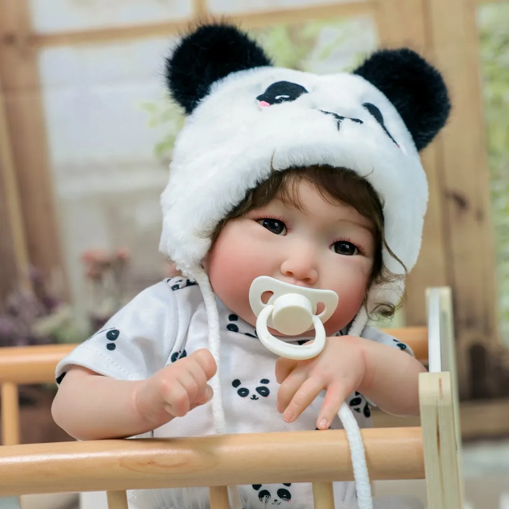 Cloveray 22-calowa Oryginalna Realistyczna Lalka Reborn, Uroczy Zestaw Panda, Realistyczna Lalka Winylowa, Winylowa Tkanina, Ręcznie Robiona Zabawka, Prezent Świąteczny dla Dziecka