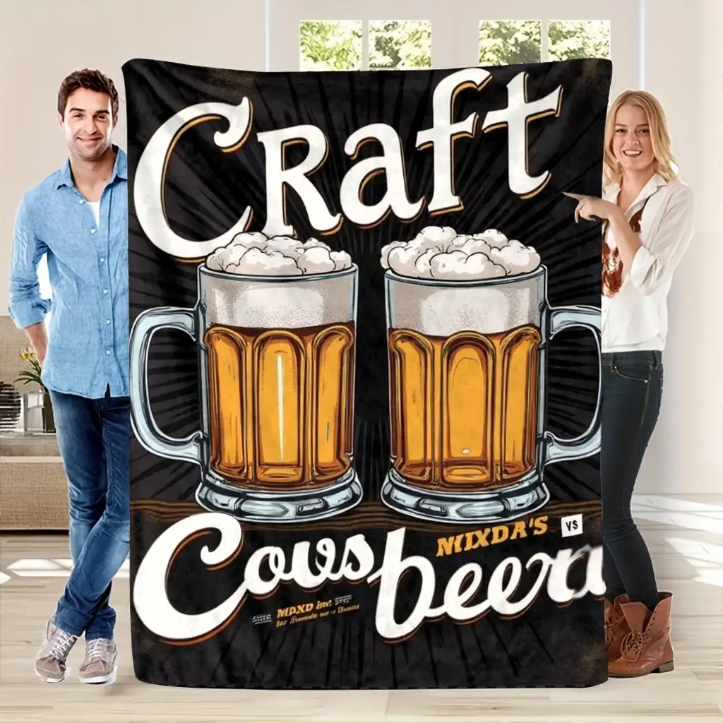 Craft Beer Blanket Novelty Throw Tapestry Beer Lover Gift Pub Decor Cozy Couch Blanket 150x200cm