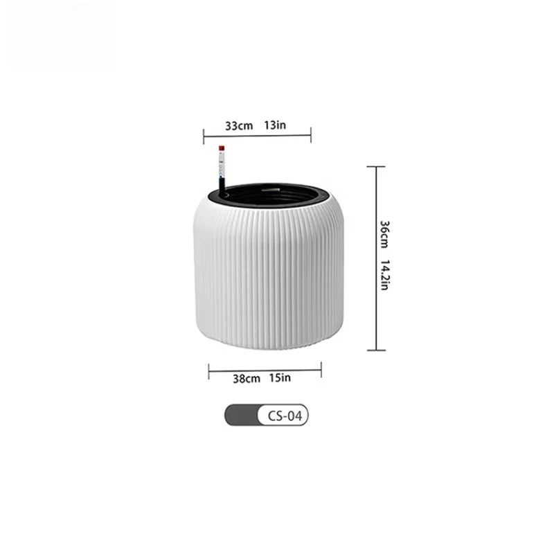 Nordic cylindrical series indoor/outdoor flower pots, vertical pattern combination self-priming design, suitable