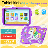 7 Inch Learning Tablet for Kids with Case Android 12 Kids Tablet 32GB WiFi Dual Camera Toddler Educational Toy Gift for Children