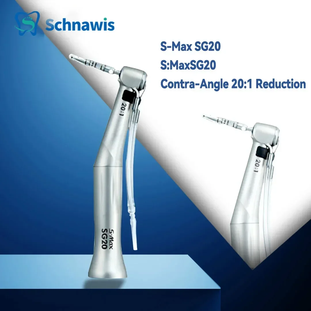 S.Max SG20 contraangulo Dental Low Speed Handpiece 20:1 Reduction Implant Surgery Contra Angle Handpiece Air Turbine