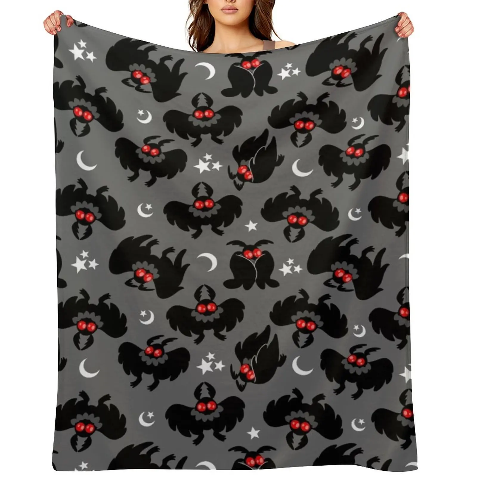 

Cute Cryptids - Mothman Pattern Throw Blanket blankets ands Luxury Designer funny gift Luxury Throw Blankets