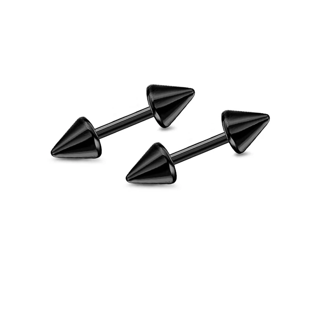 2Pcs 16G Spike Eyebrow Piercing Jewelry Curved Barbell Vertical Tongue Lip Rings Spike Tragus Helix Earrings Rook for Women Men view 5